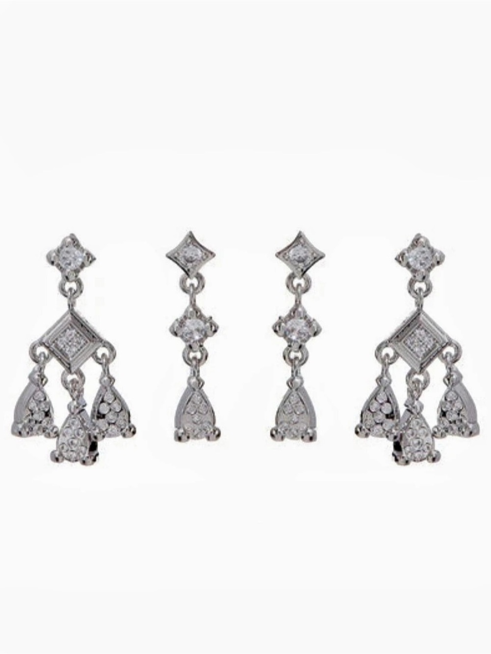 Bezel Charm Studs Set Silver |LUVAJ